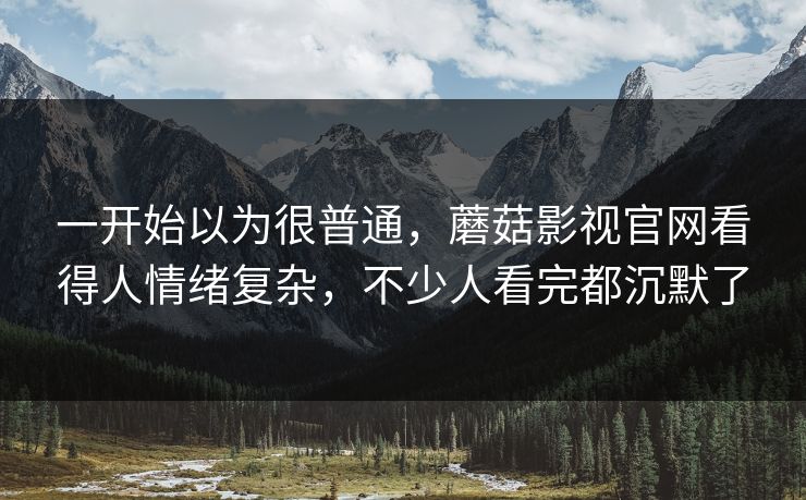 一开始以为很普通，蘑菇影视官网看得人情绪复杂，不少人看完都沉默了