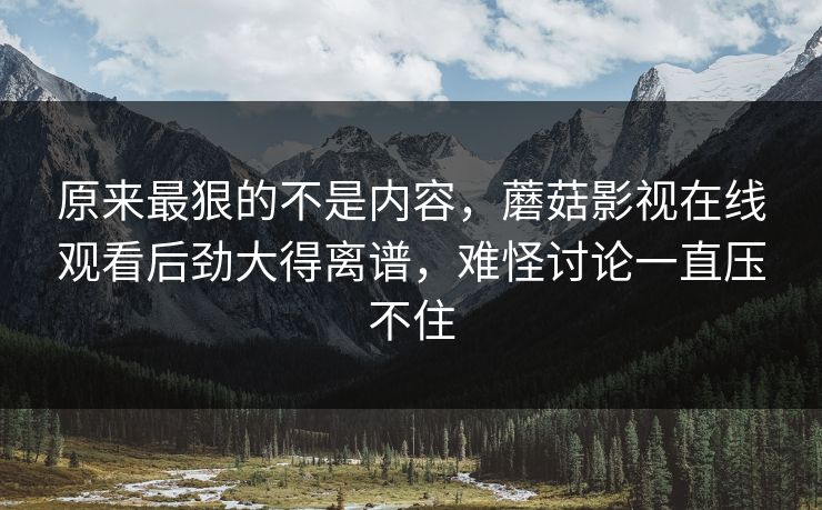 原来最狠的不是内容，蘑菇影视在线观看后劲大得离谱，难怪讨论一直压不住