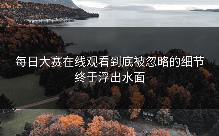 每日大赛在线观看到底被忽略的细节终于浮出水面