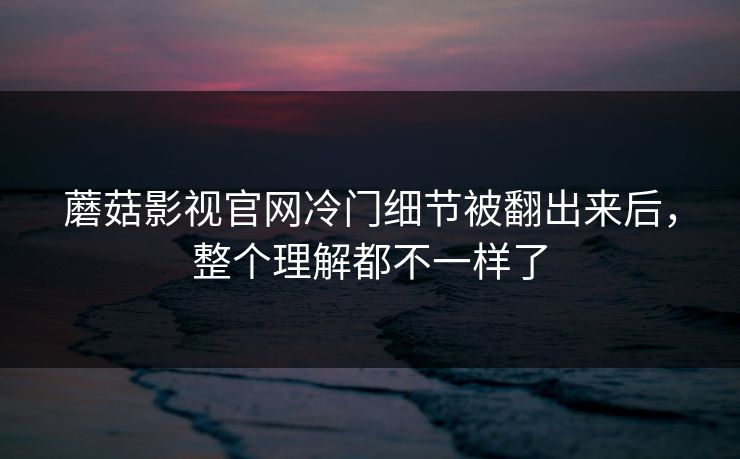 蘑菇影视官网冷门细节被翻出来后，整个理解都不一样了