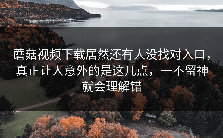 蘑菇视频下载居然还有人没找对入口,真正让人意外的是这几点,一不留神就会理解错 蘑菇视频下载居然还有人没找对入口,真正让人意外的是这几点,一不留神就会理解错
