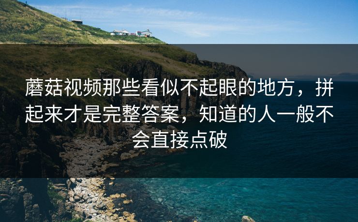 蘑菇视频那些看似不起眼的地方，拼起来才是完整答案，知道的人一般不会直接点破