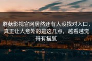 蘑菇影视官网居然还有人没找对入口，真正让人意外的是这几点，越看越觉得有猫腻