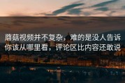 蘑菇视频并不复杂，难的是没人告诉你该从哪里看，评论区比内容还敢说