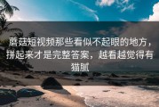 蘑菇短视频那些看似不起眼的地方，拼起来才是完整答案，越看越觉得有猫腻