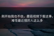 刚开始我也不信，蘑菇视频下载这事，难怪最近搜的人这么多