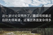 这一波讨论突然炸了，蘑菇视频最近后劲大得离谱，这事比表面复杂得多