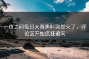 一夜之间每日大赛黑料突然火了，评论区开始疯狂追问
