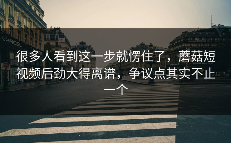 很多人看到这一步就愣住了，蘑菇短视频后劲大得离谱，争议点其实不止一个