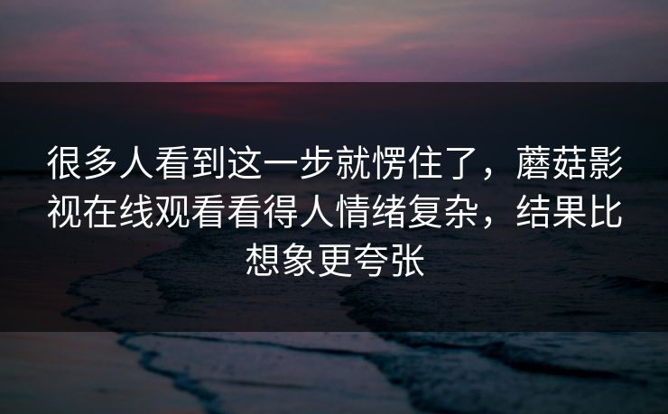 很多人看到这一步就愣住了，蘑菇影视在线观看看得人情绪复杂，结果比想象更夸张