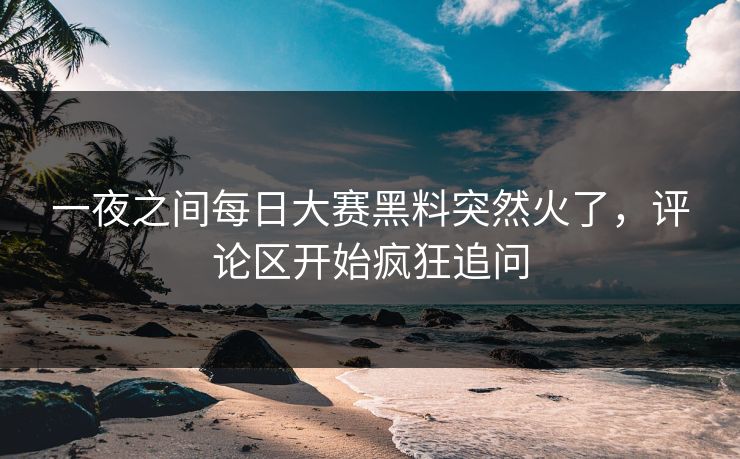 一夜之间每日大赛黑料突然火了，评论区开始疯狂追问