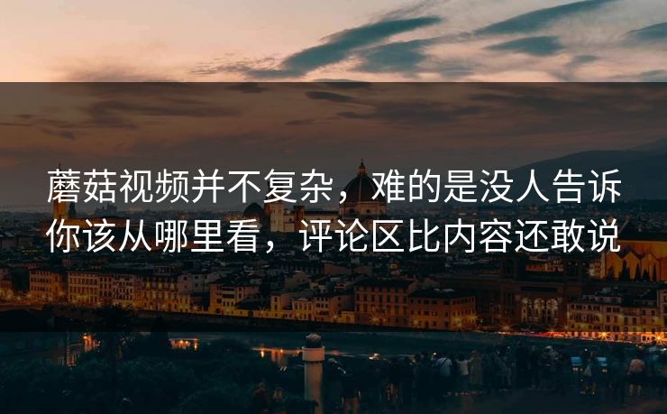 蘑菇视频并不复杂，难的是没人告诉你该从哪里看，评论区比内容还敢说