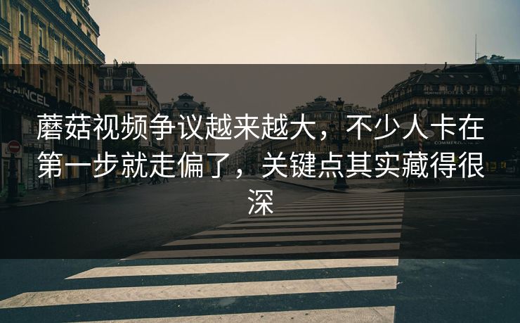 蘑菇视频争议越来越大,不少人卡在第一步就走偏了,关键点其实藏得很深 蘑菇视频争议越来越大,不少人卡在第一步就走偏了,关键点其实藏得很深