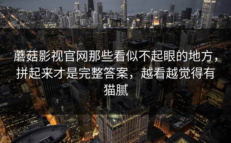 蘑菇影视官网那些看似不起眼的地方，拼起来才是完整答案，越看越觉得有猫腻