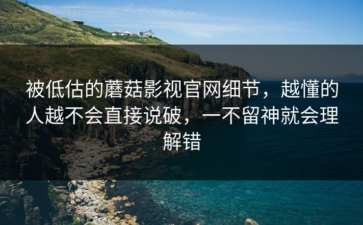 被低估的蘑菇影视官网细节，越懂的人越不会直接说破，一不留神就会理解错