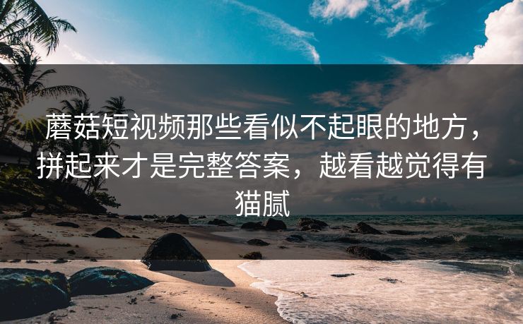 蘑菇短视频那些看似不起眼的地方,拼起来才是完整答案,越看越觉得有猫腻 蘑菇短视频那些看似不起眼的地方,拼起来才是完整答案,越看越觉得有猫腻