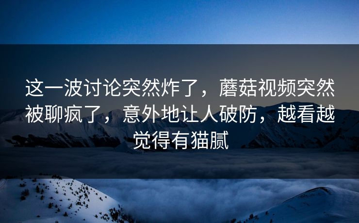 这一波讨论突然炸了，蘑菇视频突然被聊疯了，意外地让人破防，越看越觉得有猫腻