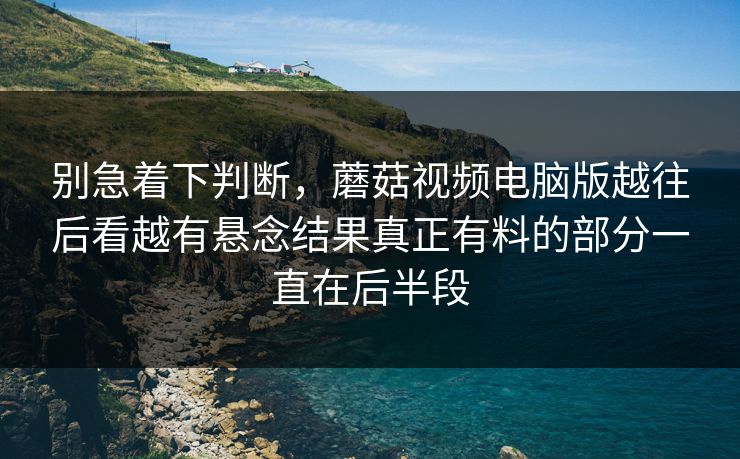 别急着下判断，蘑菇视频电脑版越往后看越有悬念结果真正有料的部分一直在后半段