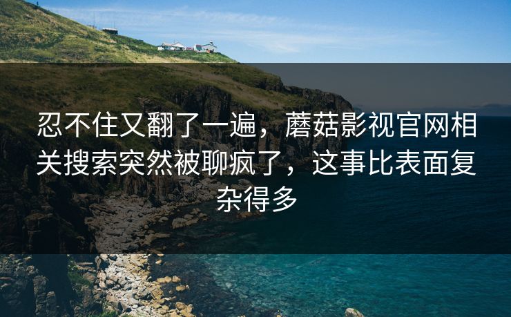 忍不住又翻了一遍，蘑菇影视官网相关搜索突然被聊疯了，这事比表面复杂得多
