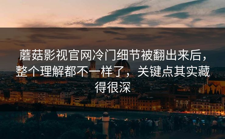 蘑菇影视官网冷门细节被翻出来后，整个理解都不一样了，关键点其实藏得很深