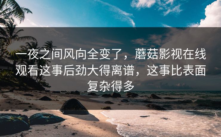 一夜之间风向全变了,蘑菇影视在线观看这事后劲大得离谱,这事比表面复杂得多 一夜之间风向全变了,蘑菇影视在线观看这事后劲大得离谱,这事比表面复杂得多