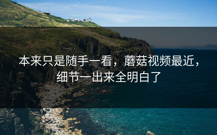 本来只是随手一看，蘑菇视频最近，细节一出来全明白了